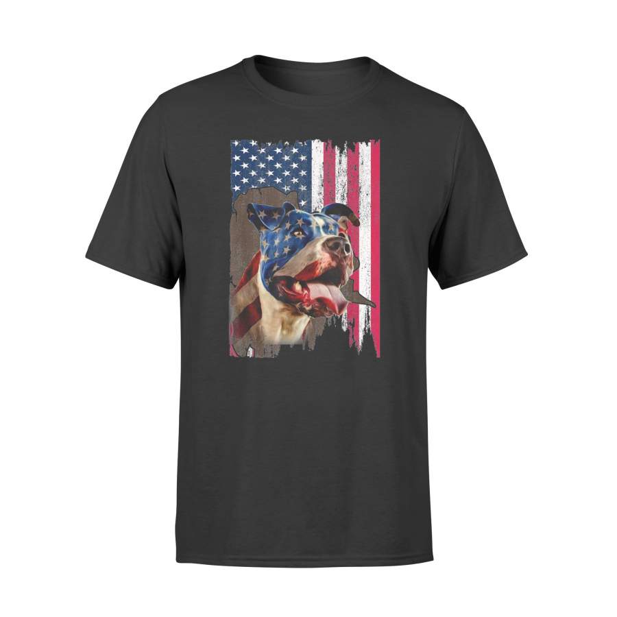 4th of July Pitbull American Flag T-shirt – Standard T-shirt