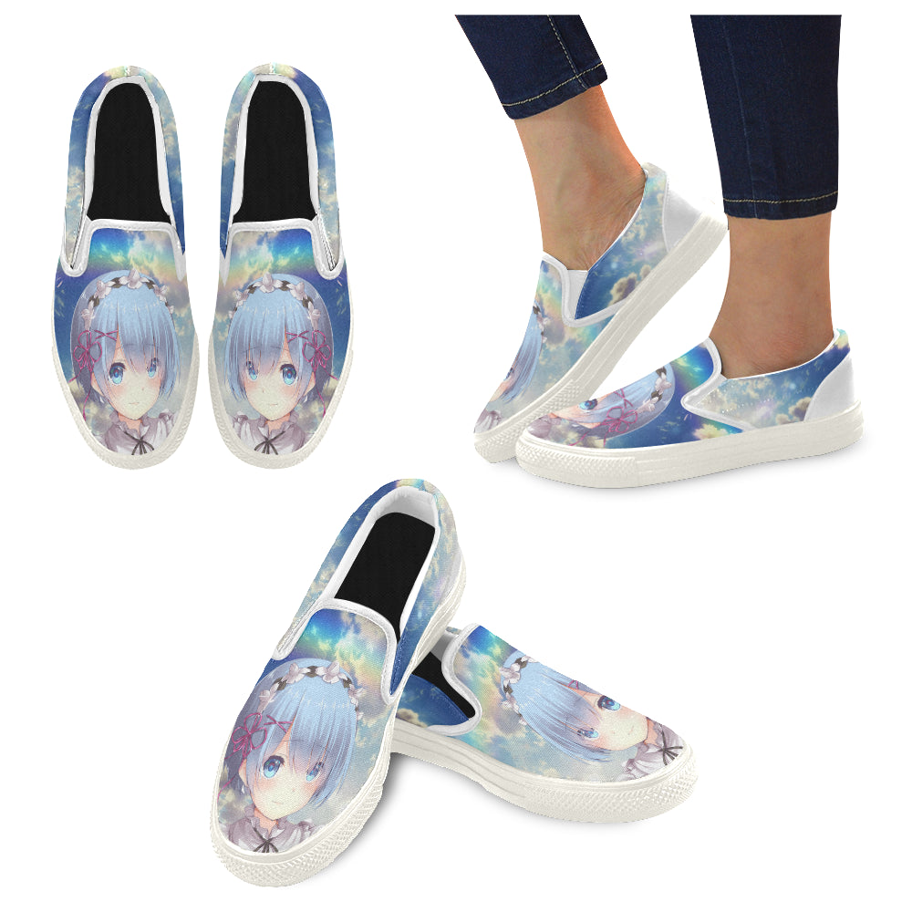 Rem Re:Zero White Women’s Slip-on Canvas Shoes