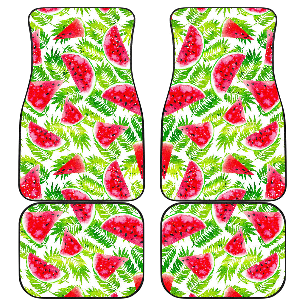 White Summer Watermelon Pattern Print Front And Back Car Floor Mats, Front Car Mat