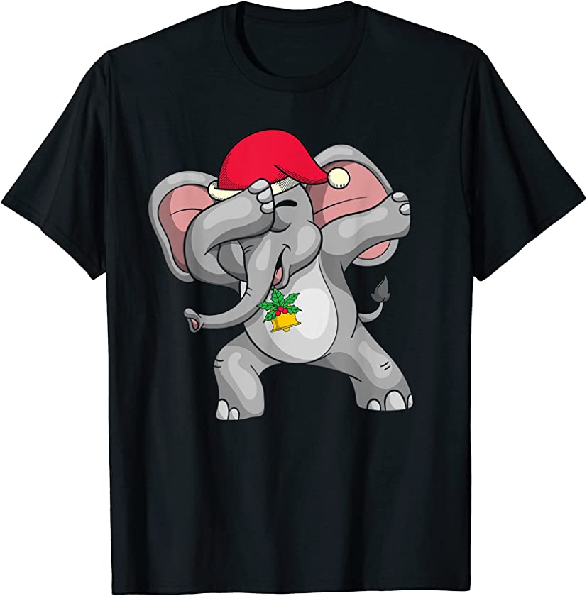 Merry Christmas Africa Zoo Animal Funny Dabbing Elephant T-Shirt