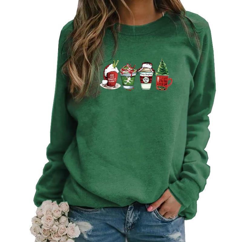 Christmas Coffee Sweatshirt Cute Fall Hoodie Christmas Sweatshirt Women Clothes Christmas Snowman Latte Coffee Lover Pullovers alx