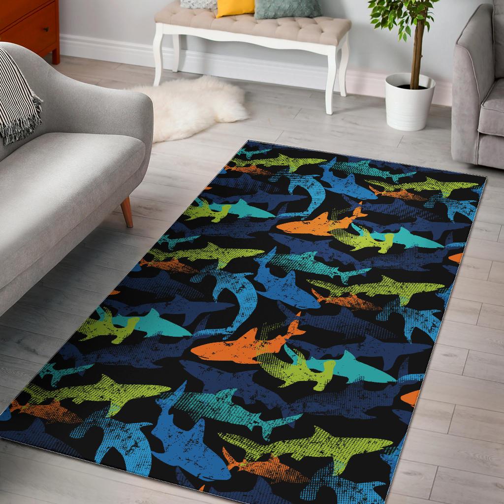 Colorful Shark Area Rug