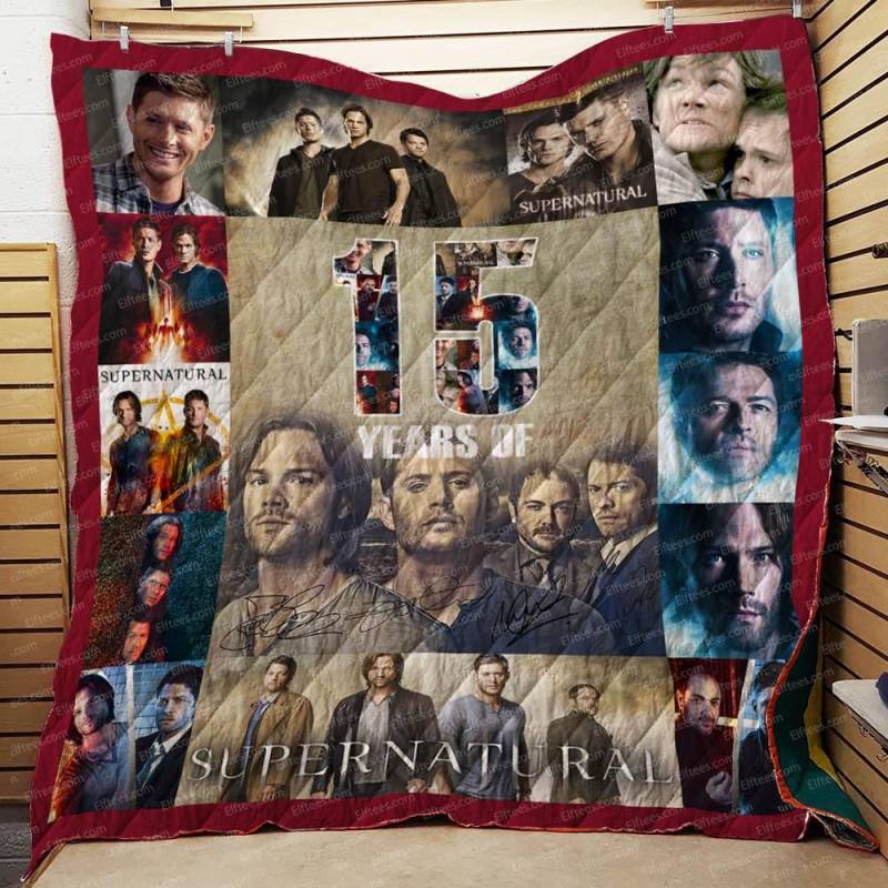 15 Years of Supernatural Winchester Brothers & Castiel Quilt Blanket – SPN01