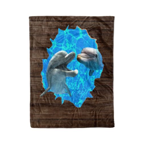 Dolphins And Sea Dolphins Quilt Fleece Blanket