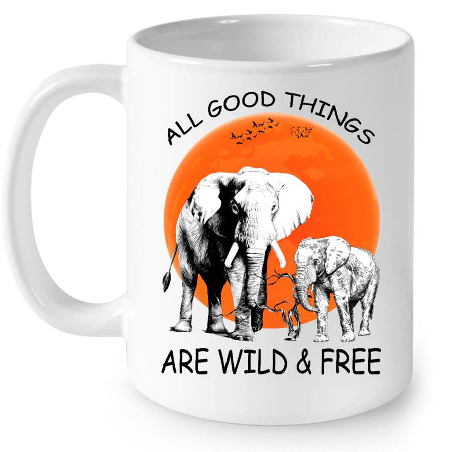 All Good Things Are Wild And Free Elephant Halloween W – Full-Wrap Coffee White Mug