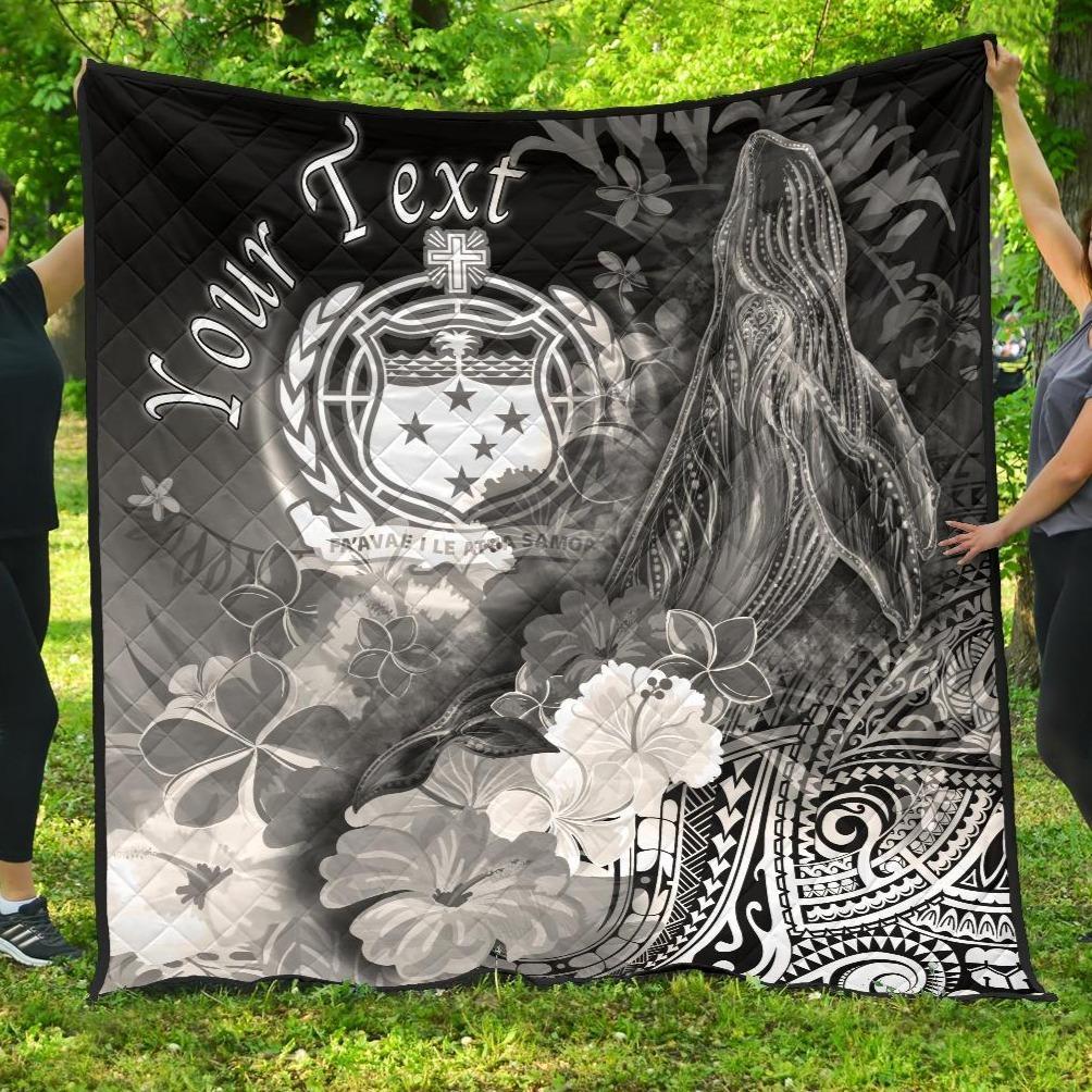 [Custom Personalised] Samoa Premium Quilt- Humpback Whale With Tropical Flowers (White)