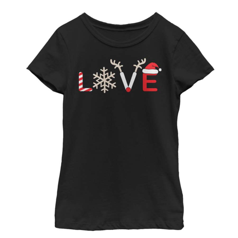 CHIN UP Girl’s Christmas Love Symbols  T Shirt