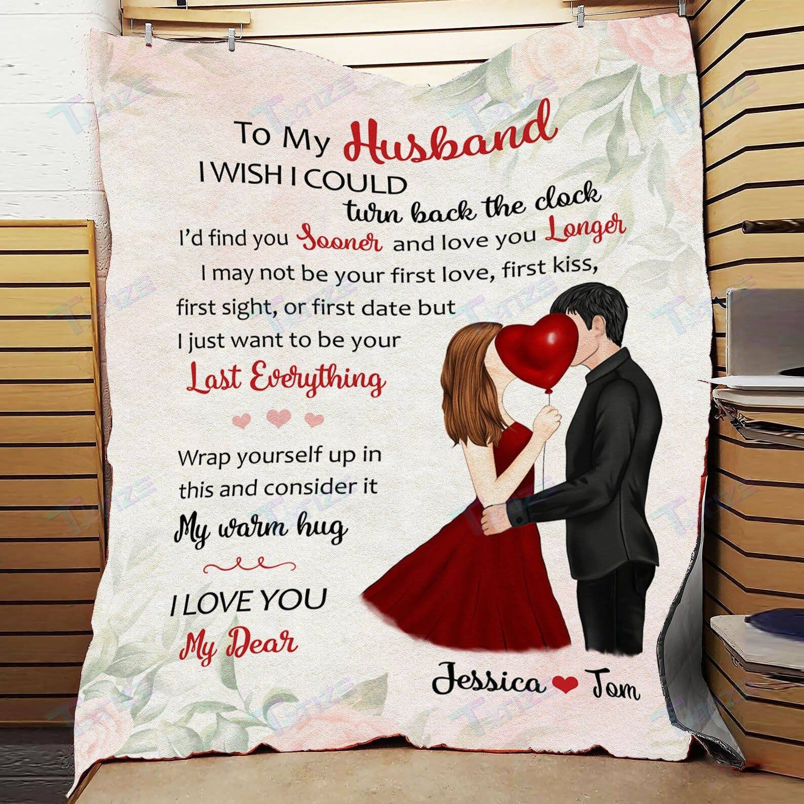 Personalized To My Husband Blanket I Love You My Dear Couple Gifts Couple Blanket Valentine Couple Custom Name Cozy Fleece Blanket, Sherpa Blanket Cozy Fleece Blanket