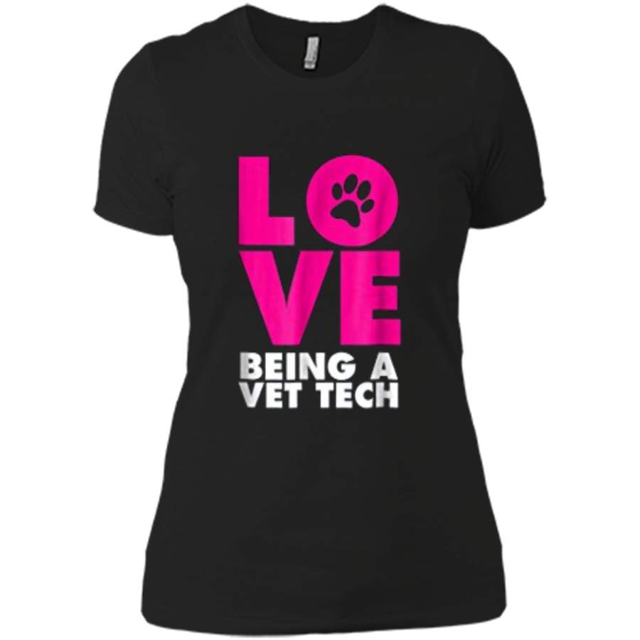 Animal Lovers Paw Print Vet Tech T-Shirt Next Level Ladies Boyfriend Tee