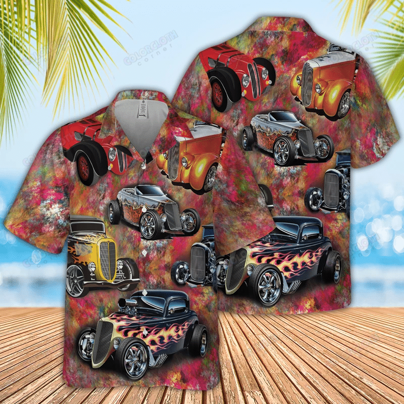 Hot Rod Seamless Pattern Hawaii Shirt Ha73620