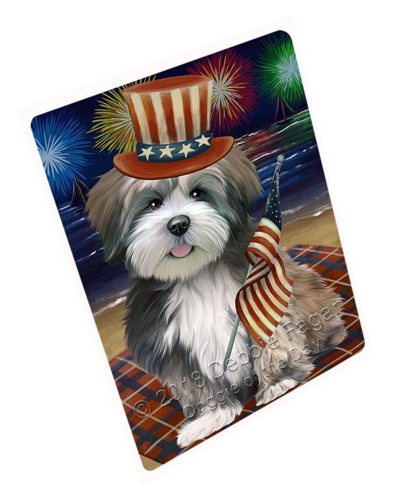 4Th Of July Independence Day Firework Lhasa Apso Dog Blanket Blnkt56028 (37X57 Sherpa)