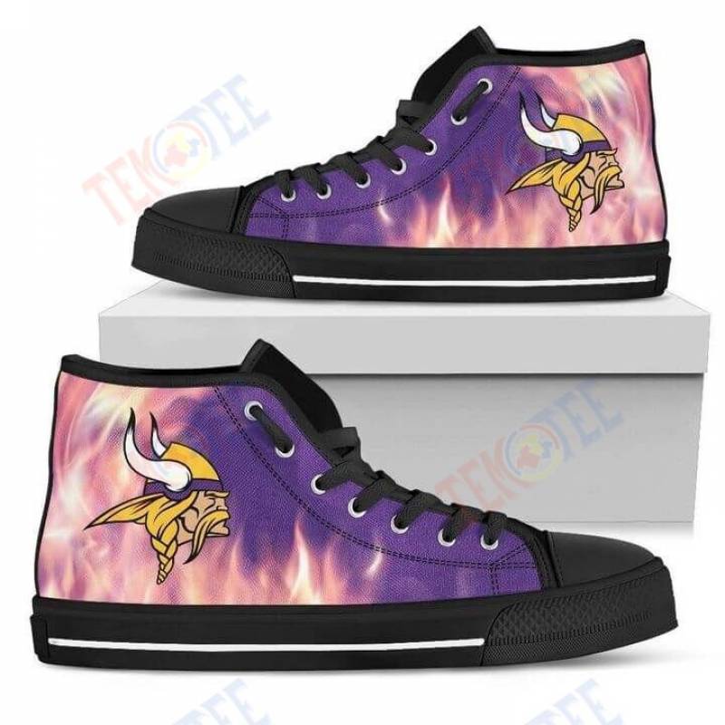 Mens Womens Fighting Like Fire Minnesota Vikings High Top Shoes TMT414