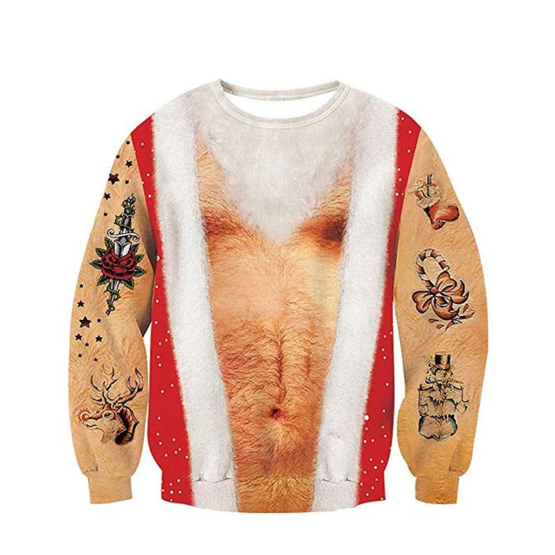 Ugly Christmas Pullover 2022 Men Women Crewneck Long Sleeve Spoof 3D Print Sweatshirt alx