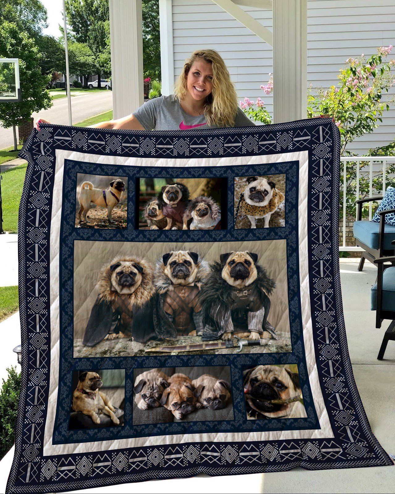 Pug 1 3D Quilt Blanket HGM46