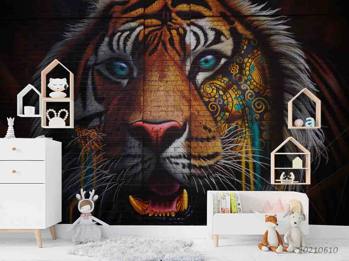 3D  Animal Tiger Wall Mural Wallpaper Sww1792