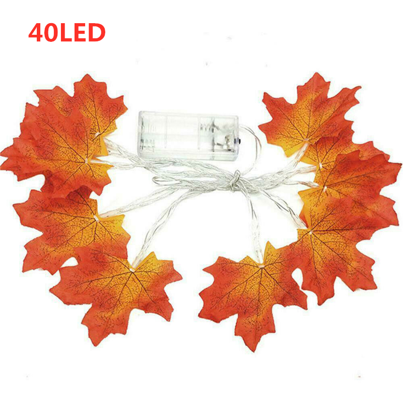 10/20/40 LED Maple Lights Artificial Autumn Leaves Fall Garland Led String Lights Thanksgiving Christmas Halloween Decoration alx