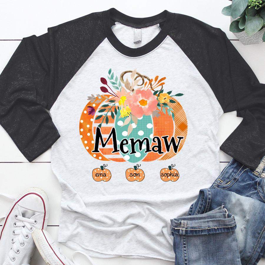 PAMAHEART PERSONALIZED MEMAW PUMPKIN KIDS NAMES FALL SHIRT