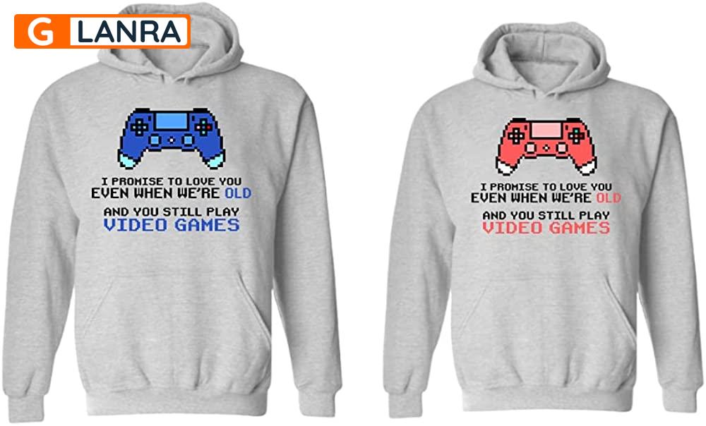 I Promise To Love You Even When We’Re Old Hoodie, Gaming Couple Hoodie, Couple Hoodie, Video Game Hoodie, Husband Wife Unisex Sweater, Sweatshirt