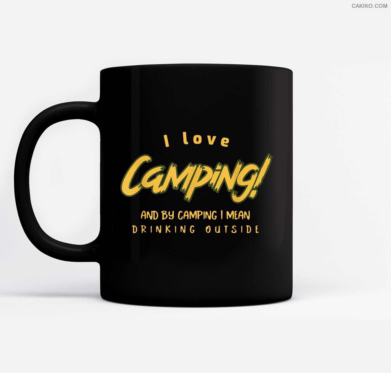 I Love Camping And Drinking Beer With Friends Outside Ceramic Coffee Black Mugs