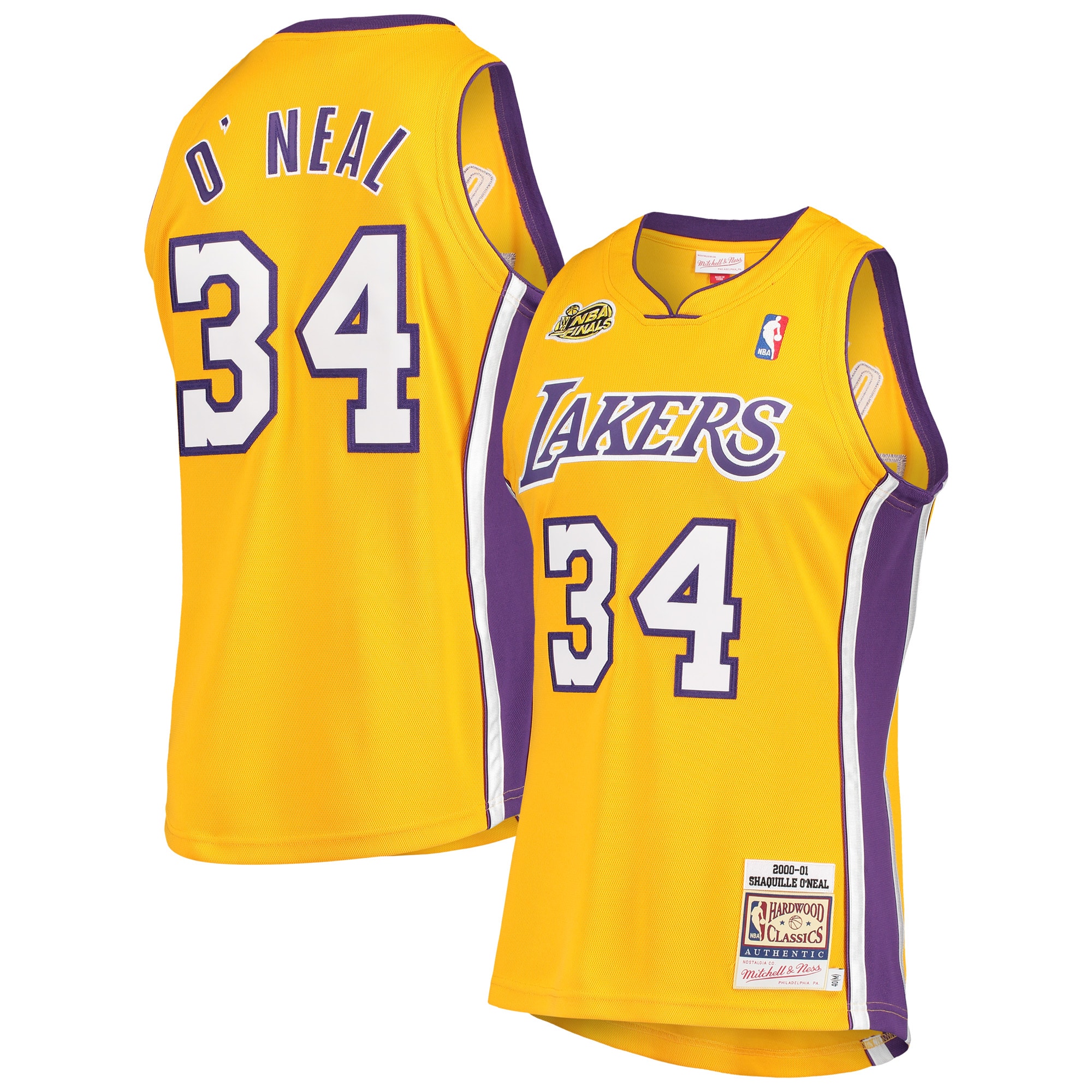 Shaquille O'Neal Los Angeles Lakers Mitchell & Ness 2000 NBA Finals Hardwood Classics Authentic Jersey – Gold