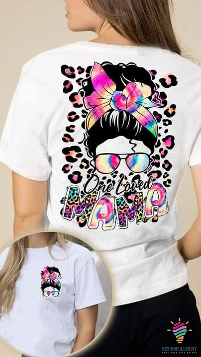 Birthday Gift Idea For Mom Tie Die And Leopard Pattern One Loved Mom T Shirt Hg