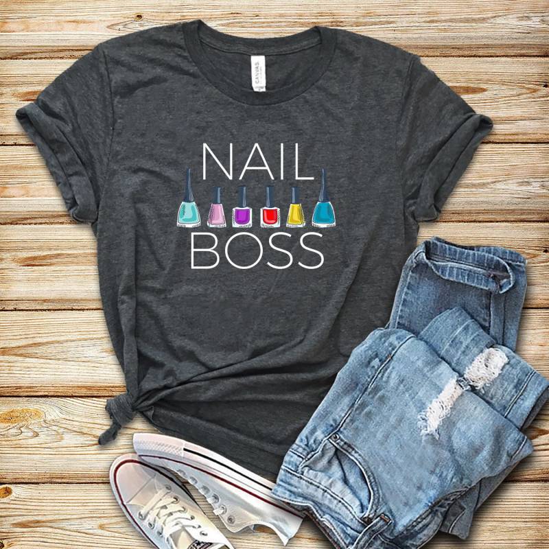 Crushtee Nail Boss Shirt Tank Top Hoodie Nail Shirt Nail Tech Gift Nail Artist Shirt Nail Artist Gift Nail Polish Lover Long Sleeve Hoodie