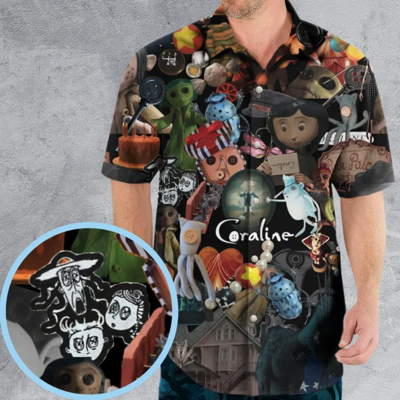 Coraline Pattern Hawaiian Shirt