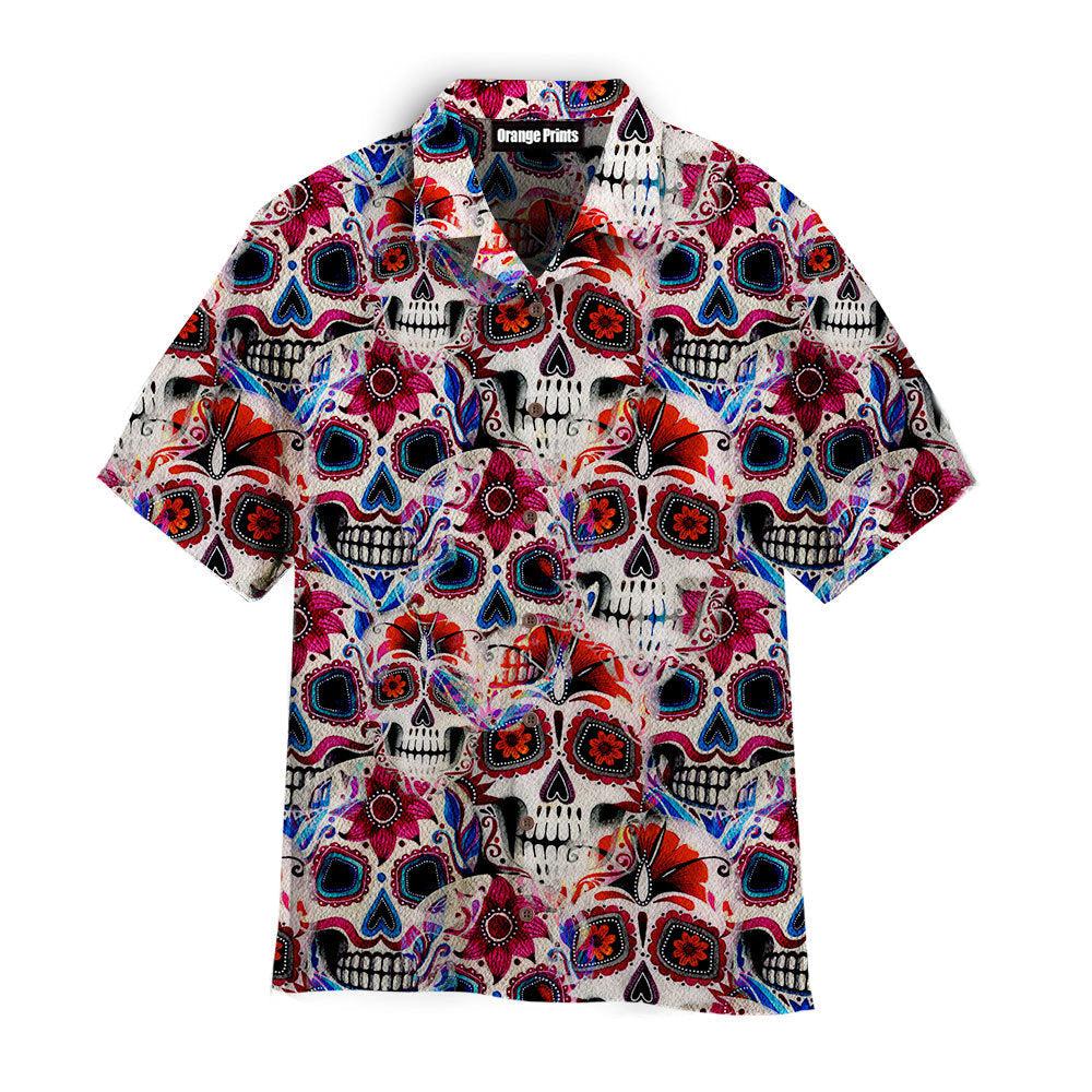 Sugar Skull Dia De Los Muertos Aloha Hawaiian Shirts For Men & For Women | Wt7147