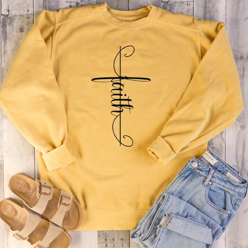 Christian Cross Harajuku Pullover Aesthetic Tumblr Sweatshirt Hoodies Woman Letter Print Women Clothes Sweatshirts alx