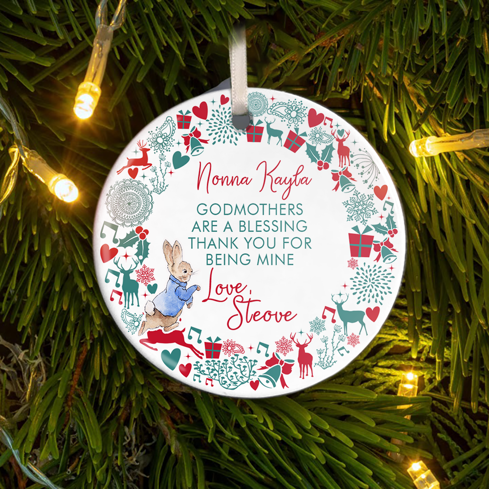 Gift For Godmother From Daughter And Son Personalized Christmas Ornament