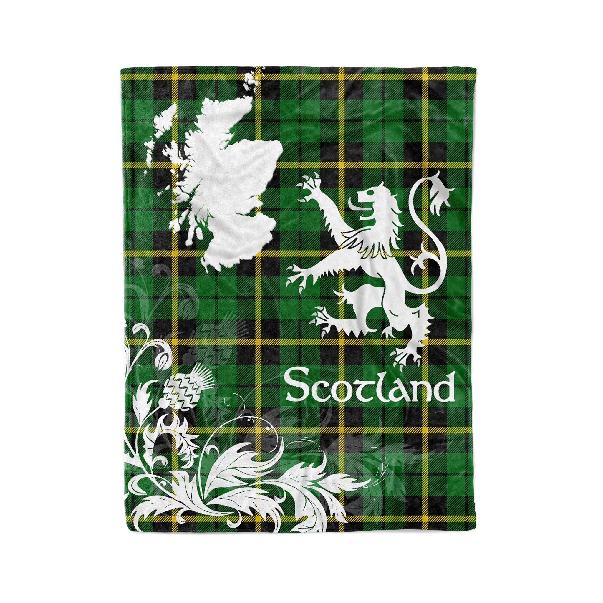 Tartan Plaid Fleece Blanket Tartan Blanket Thistle And Lion Scottish Clan Wallace Hunting Plaid Blanket