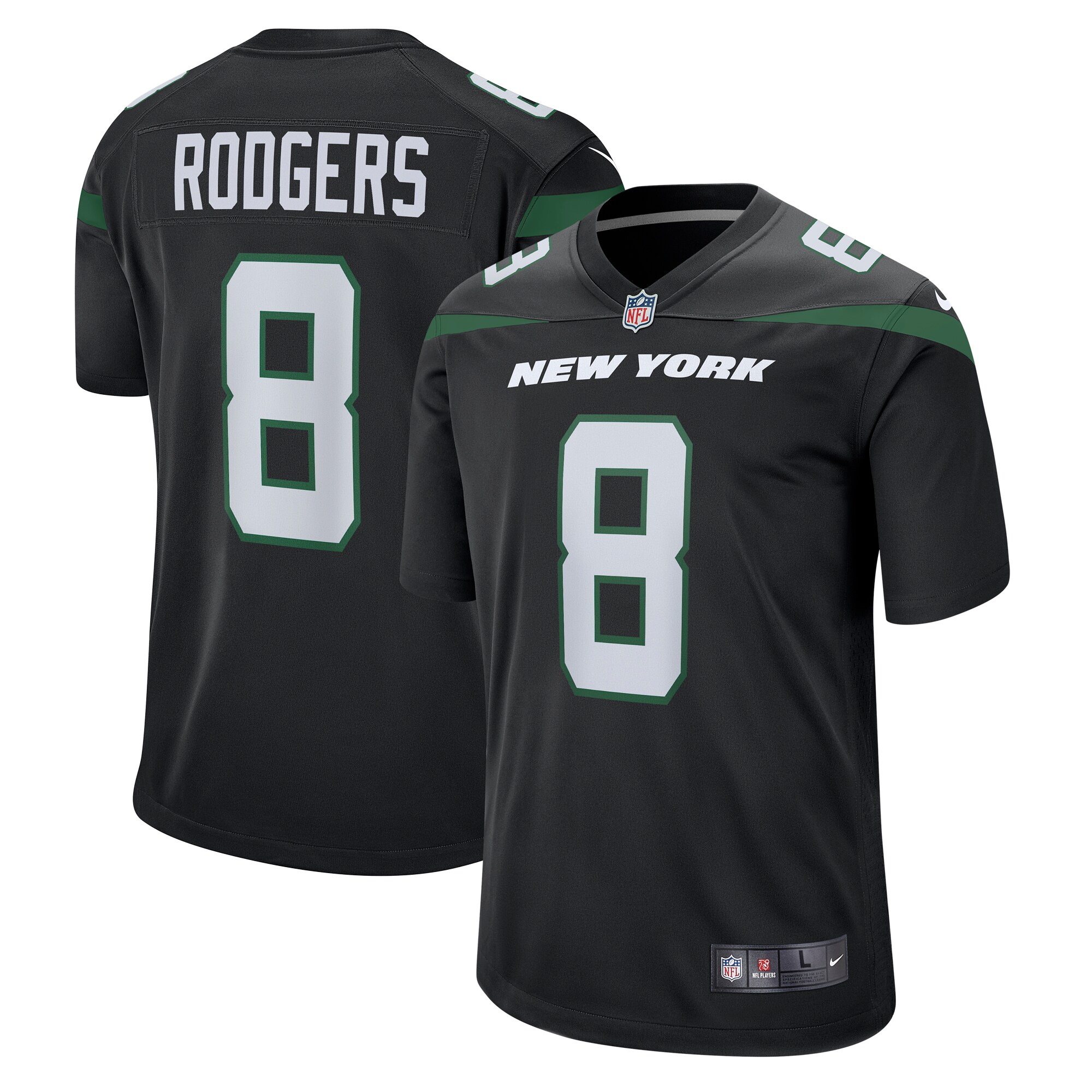 Youth New York Jets Aaron Rodgers Black Game Jersey 2