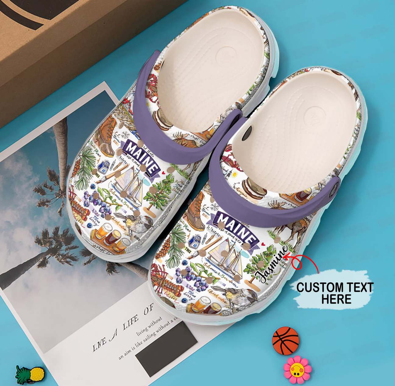 Maine Personalized Clog, Custom Name, Text, Color, Number Fashion Style For Women, Men, Kid, Print 3D Maine Proud