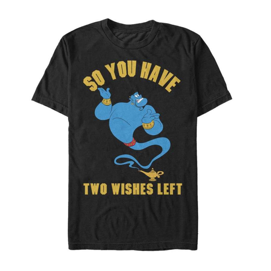 Aladdin Men’s Genie Two Wishes Left  T Shirt Black