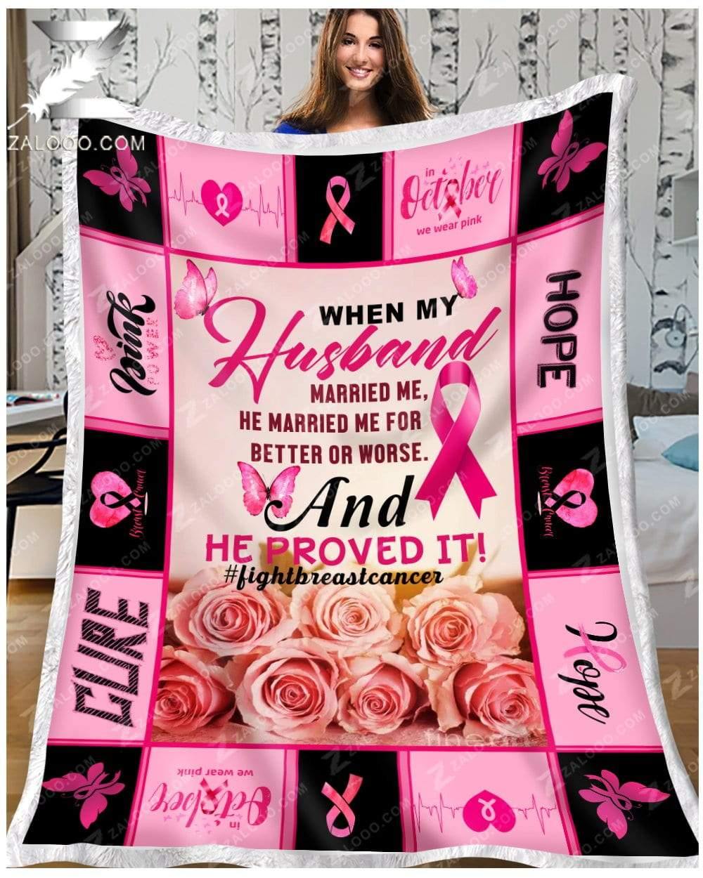 Zalooo Fleece Blanket Breast Cancer Fight Breast Cancer