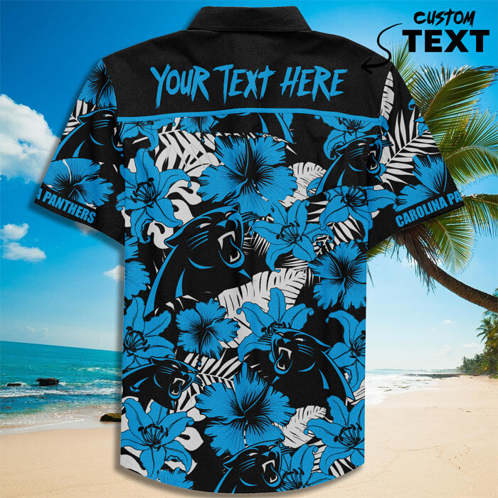 Custom Name Carolina Panthers Football Teams Button Up Hawaiian Shirt