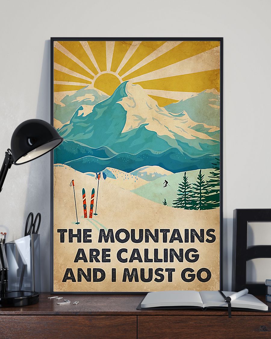 Mountains Calling Skiing Vertical Canvas And Poster | Wall Decor Visual Art