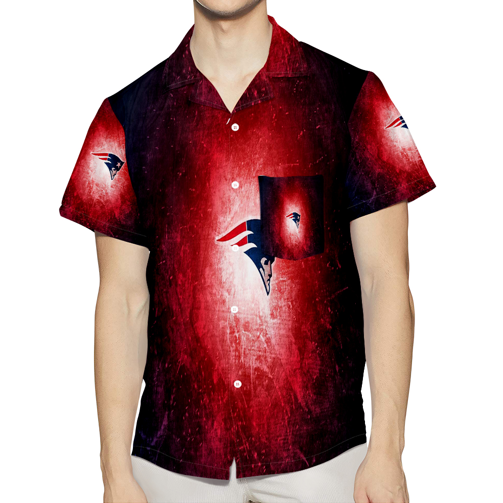 New England Patriots Red Light1 3D All Over Print Summer Beach Hawaiian Shirt With Pocket