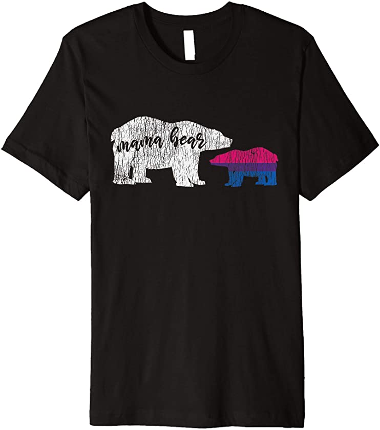 Vintage Mama Bear Love Proud Mom Family Matching Bisexual Premium T-Shirt