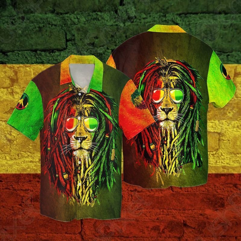 Lion Reggae For Men And Women Graphic Print Short Sleeve Hawaii Casual Shirt Ha24955