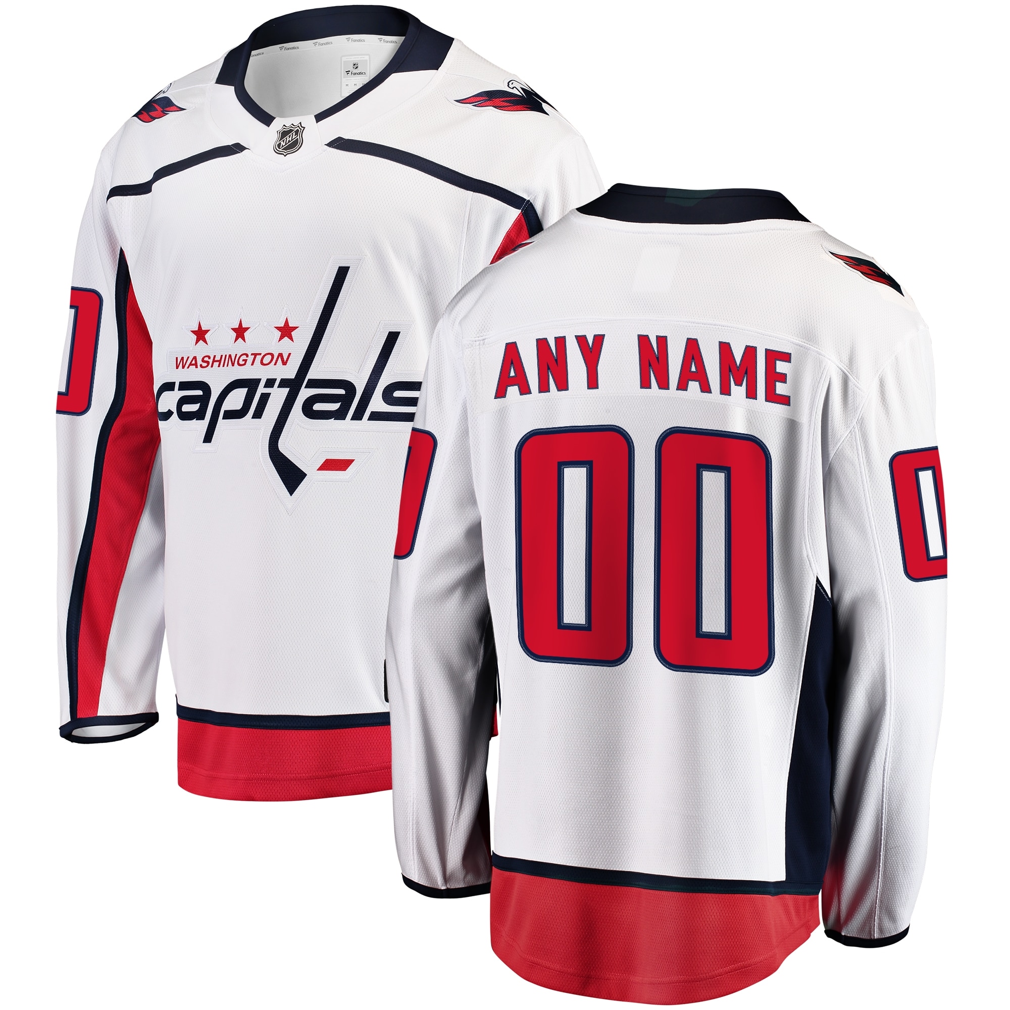 Men's Washington Capitals White Away Breakaway Custom Jersey