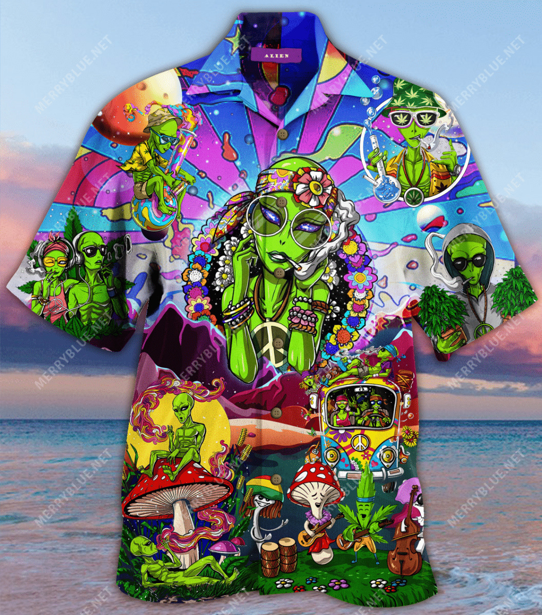 Hippie Alien Unisex Hawaiian Shirt – Jamestees Store