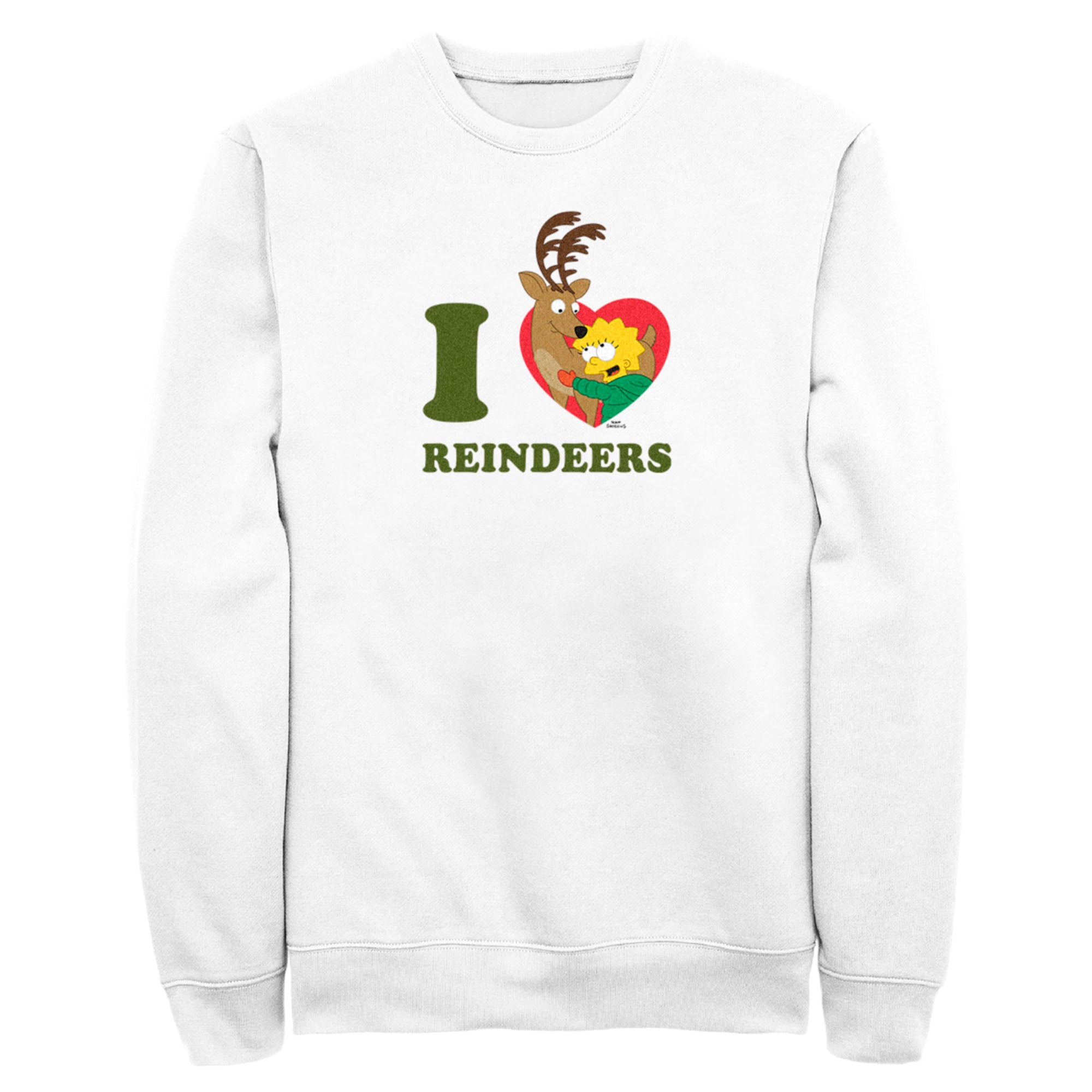 Men’S The Simpsons Christmas Lisa I Heart Reindeers Sweatshirt