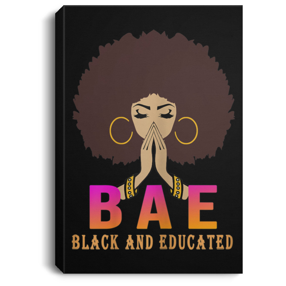 African American Canvas Wall Art BAE Black and Educated Melanin Afro Queen Woman Gift Afrocentric Home Decor