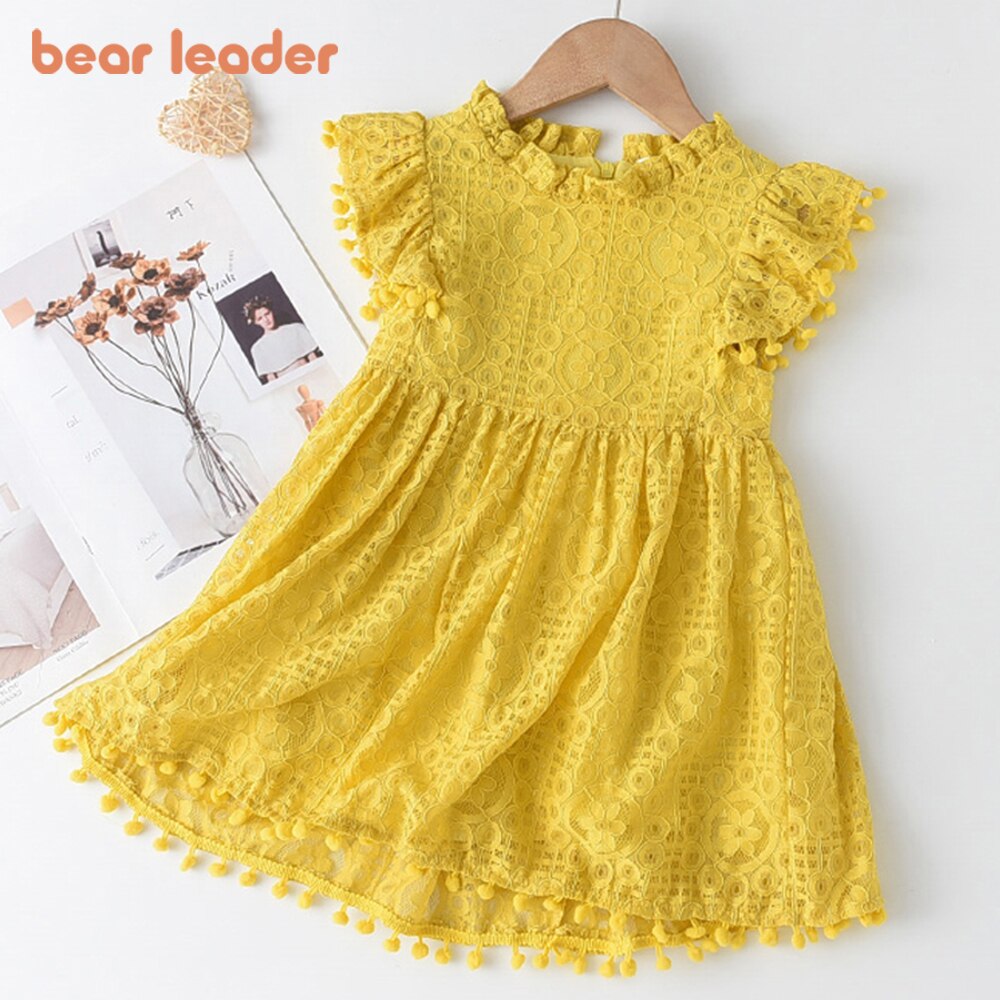 Bear Leader Girls Dress 2022 New Summer Brand Girls Clothes Lace And Ball Design Kids Princess Dress Party Dress For 3-7 Years alx