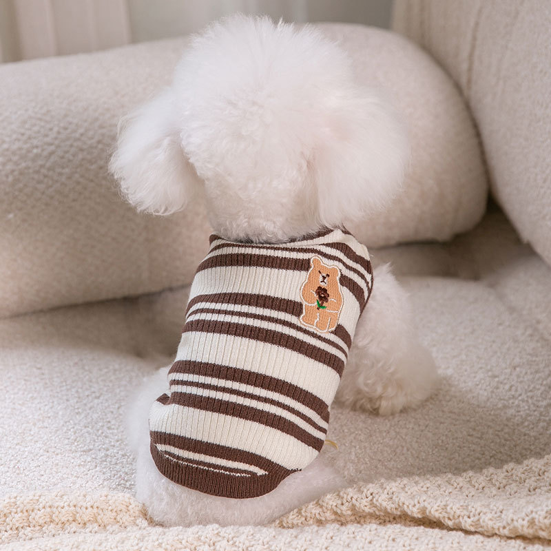 Dog Striped Vest Clothes Summer Breathable Teddy Bear Summer Pet Cat Small Puppy Pomeranian Thin Vest for Small Dogs Boy alx