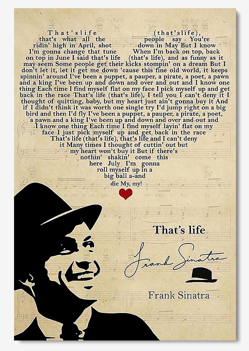 Thats Life Frank Sinatra Quote Wall Art For Frank Sinatra Fan Office Home Decor Poster