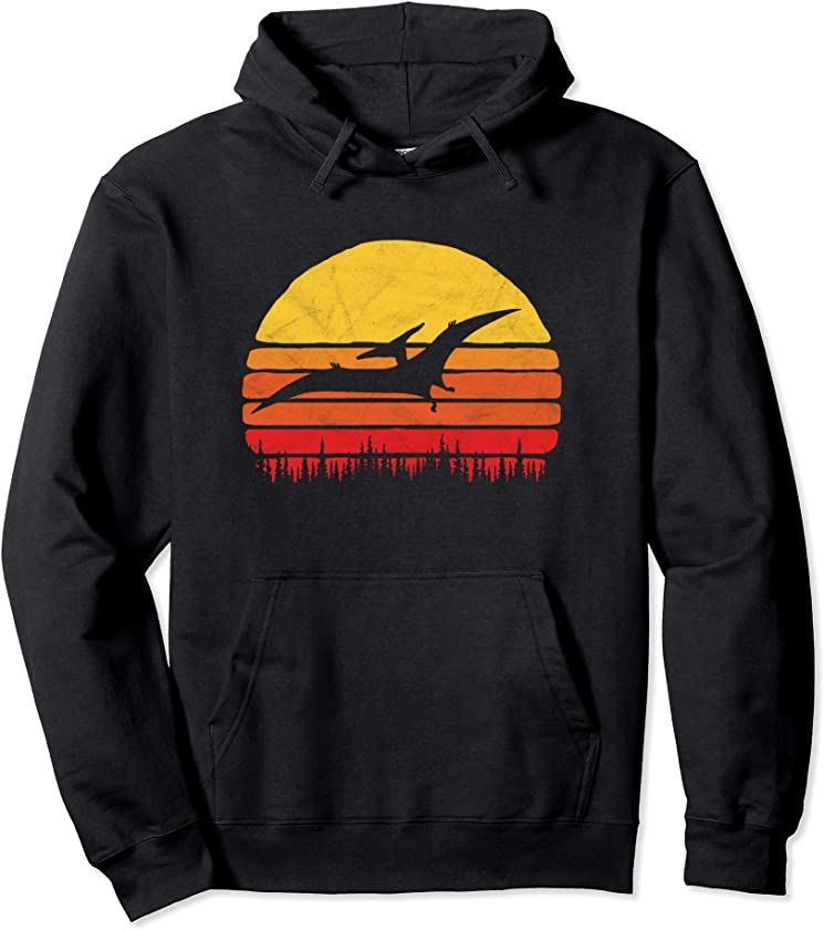 Vintage Pterodactyl Dinosaur Hoodie- Retro Sun