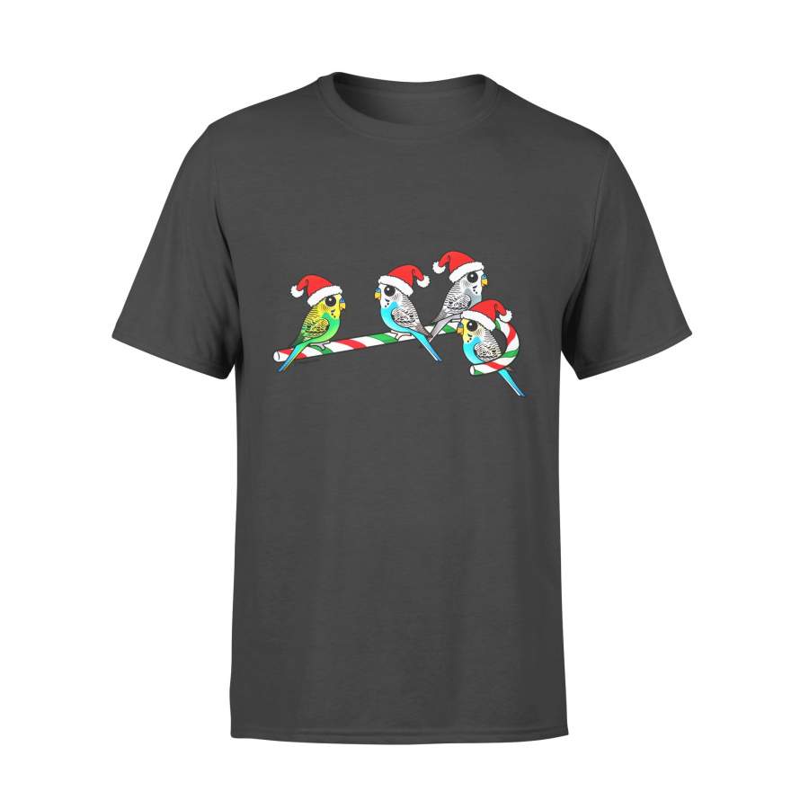 Christmas gift idea Santa Claus Budgies On Xmas Candy Cane Festive Holiday T-Shirt – Standard T-shirt