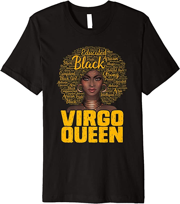 Virgo Queen Black Woman Afro Natural Hair African American Premium T-Shirt